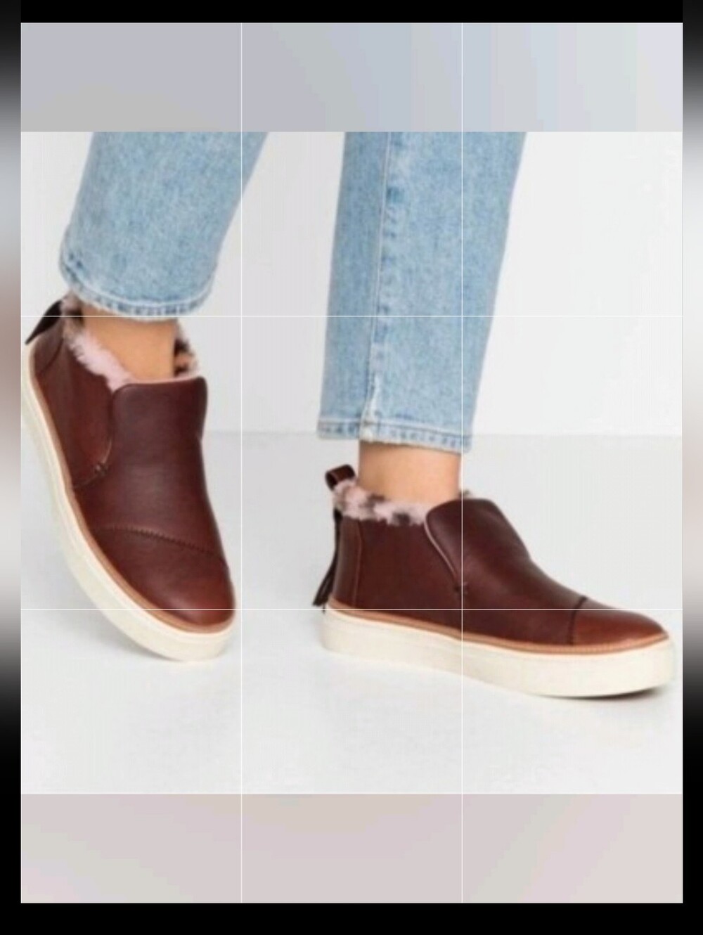 Toms Paxton Brown Leather Faux-Fur Lined Slip-On Boot